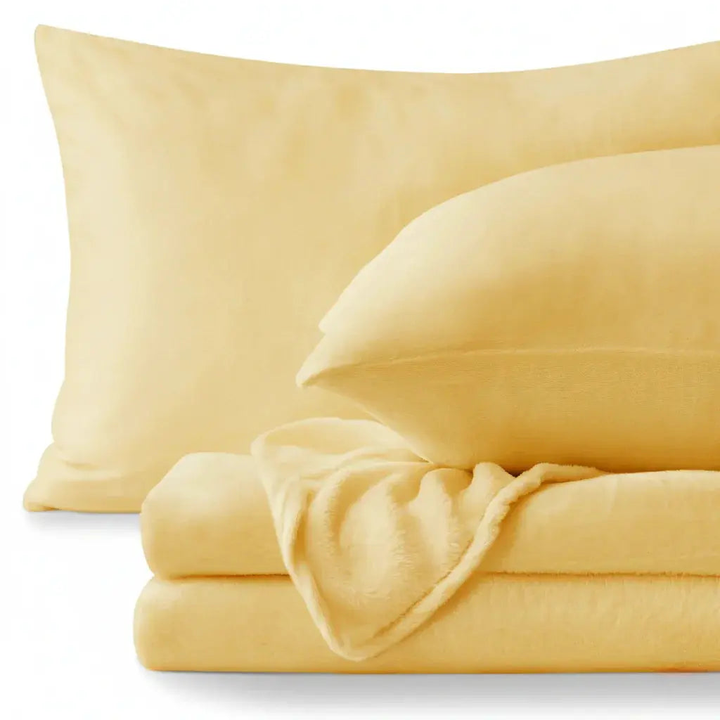 Linfoyer Flannel Fleece Bedding Set (Sheet & 2 Pillowcases)