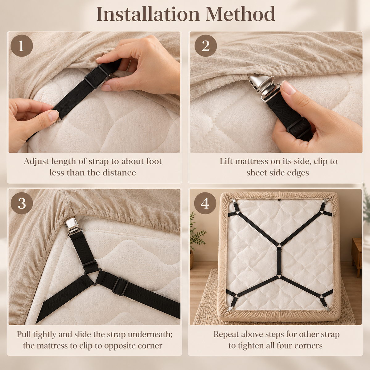 Linfoyer Adjustable Bed Sheet Fasteners (2pcs)