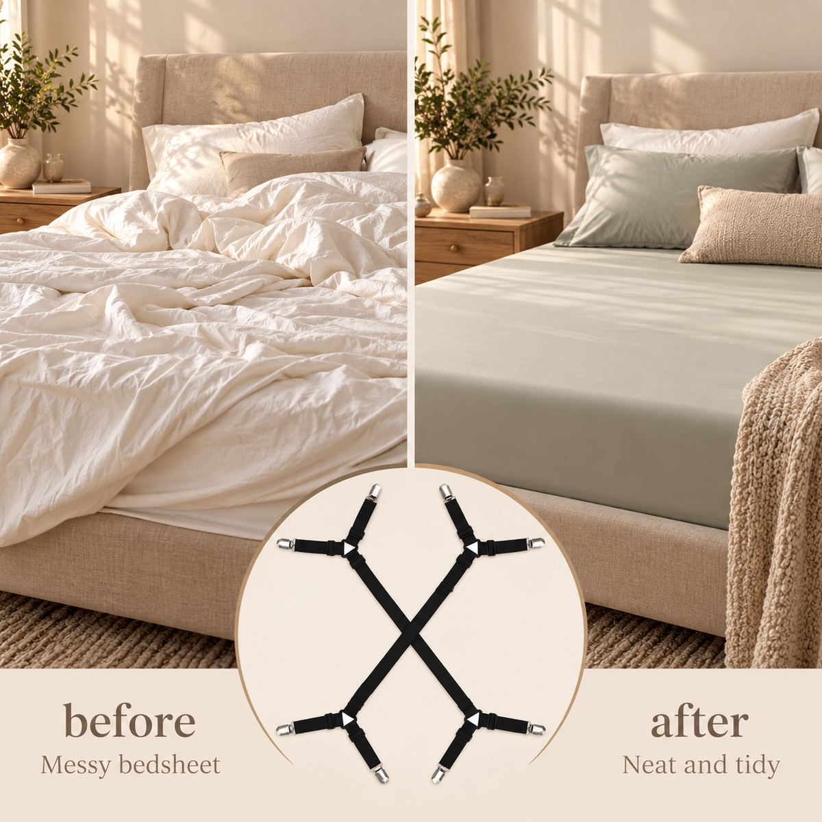 Linfoyer Adjustable Bed Sheet Fasteners (2pcs)