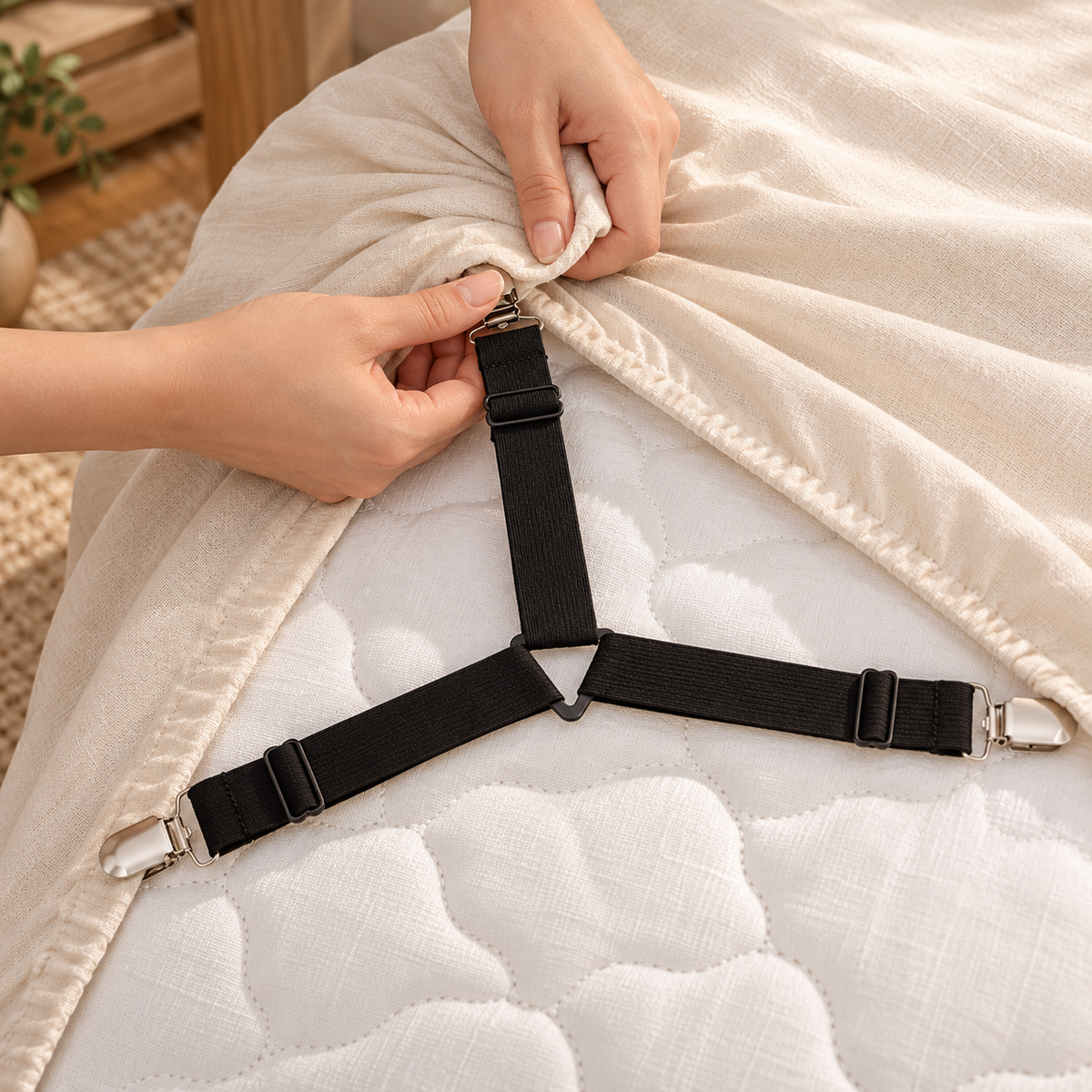 Linfoyer Adjustable Bed Sheet Fasteners (2pcs)