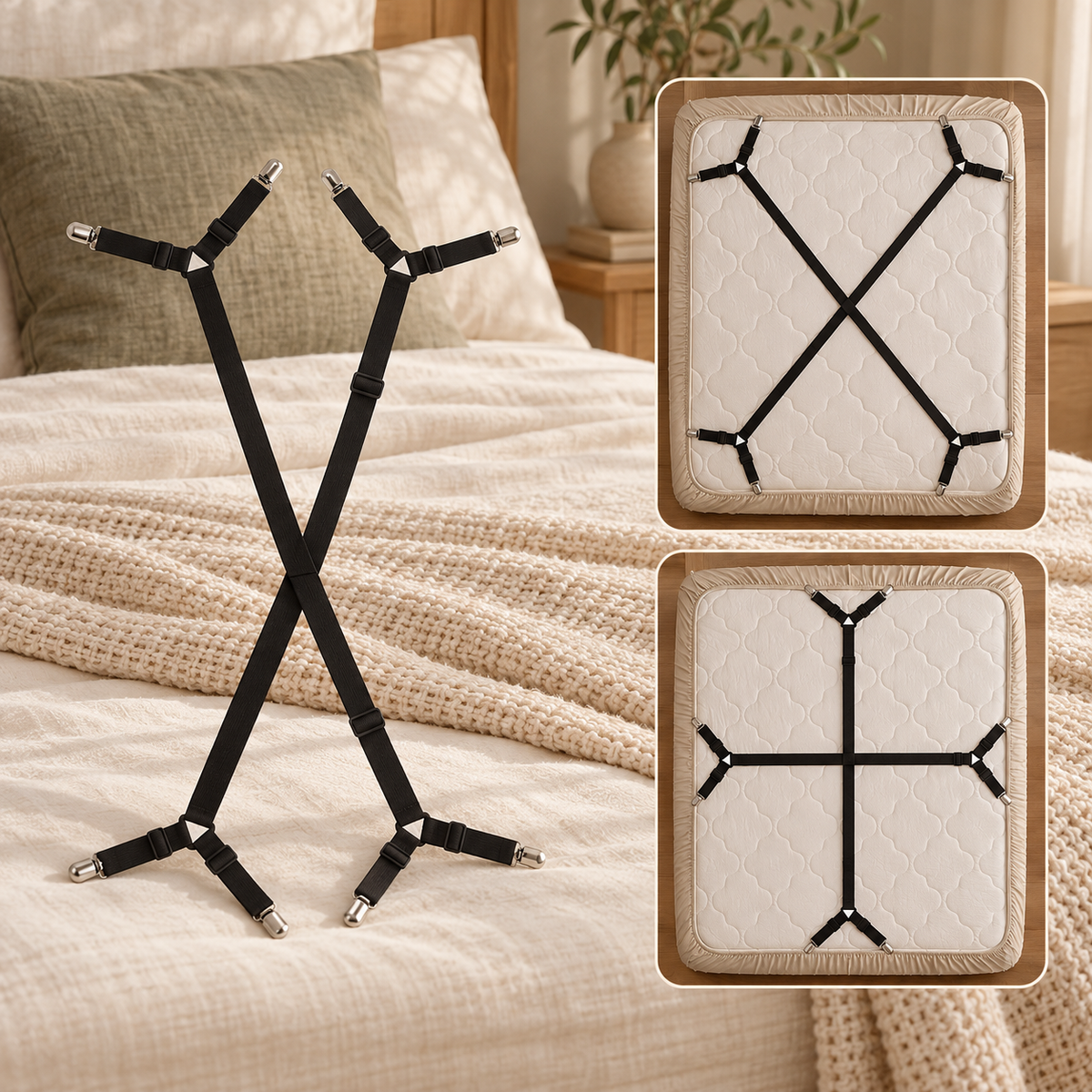 Linfoyer Adjustable Bed Sheet Fasteners (2pcs)