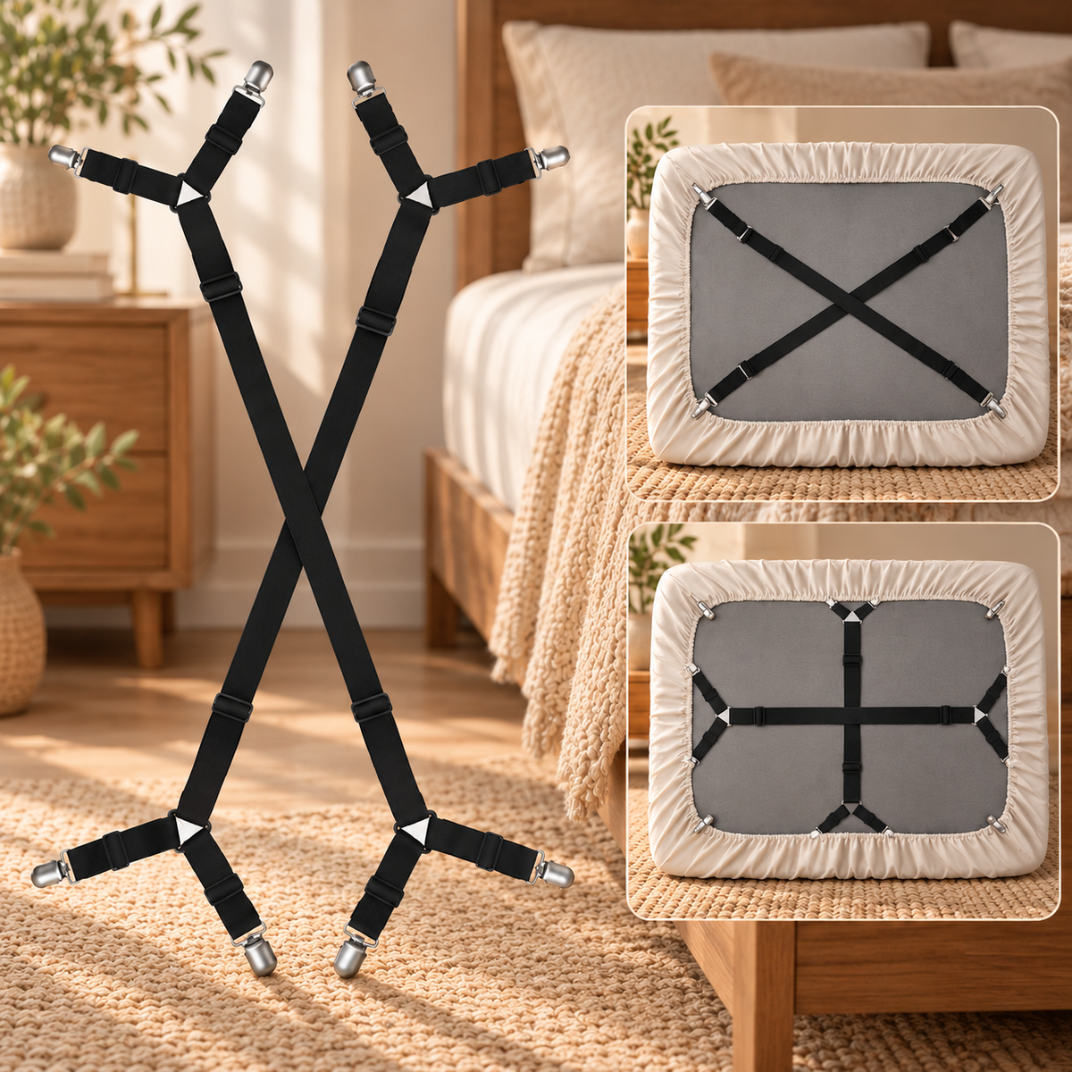 Linfoyer Adjustable Bed Sheet Fasteners (2pcs)