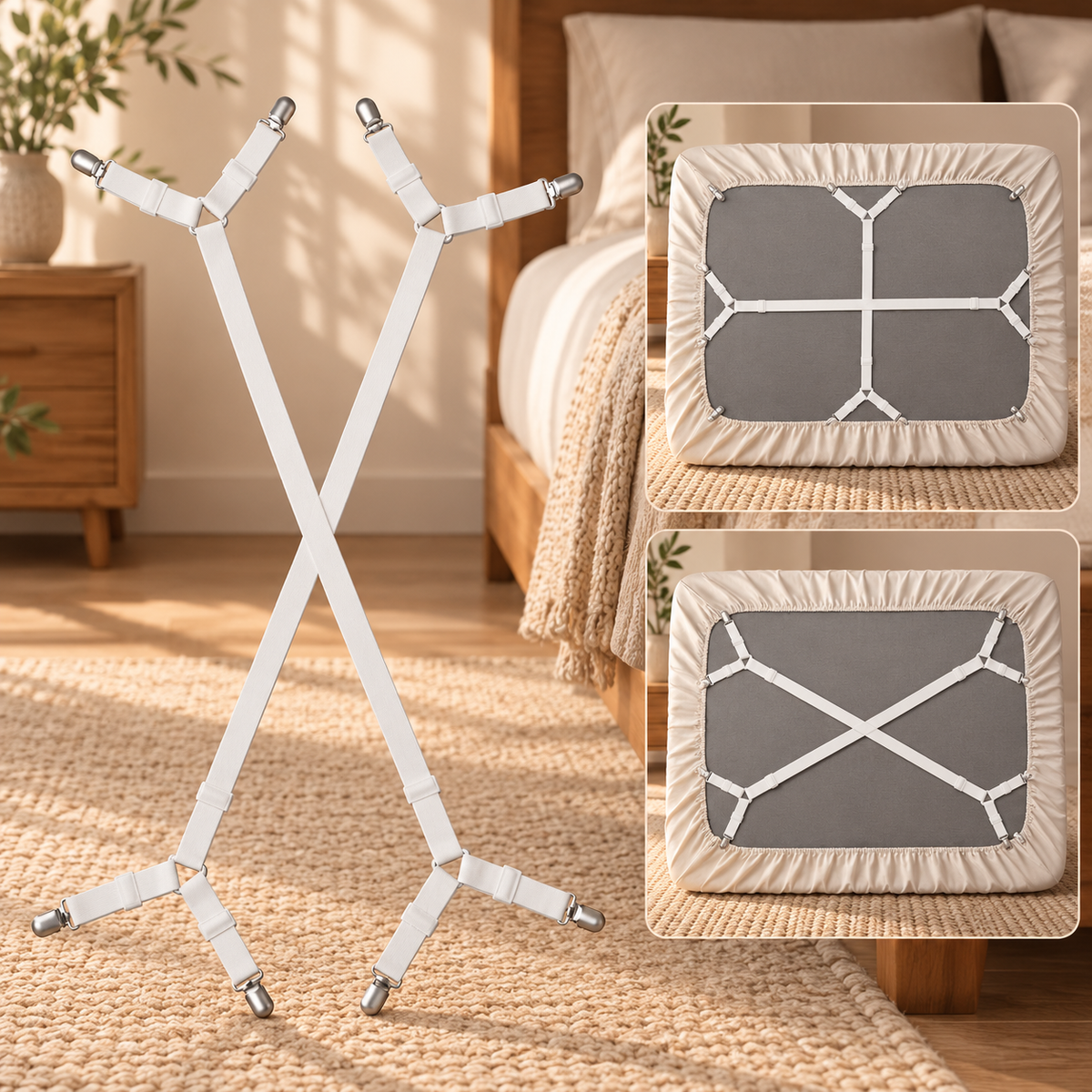 Linfoyer Adjustable Bed Sheet Fasteners (2pcs)