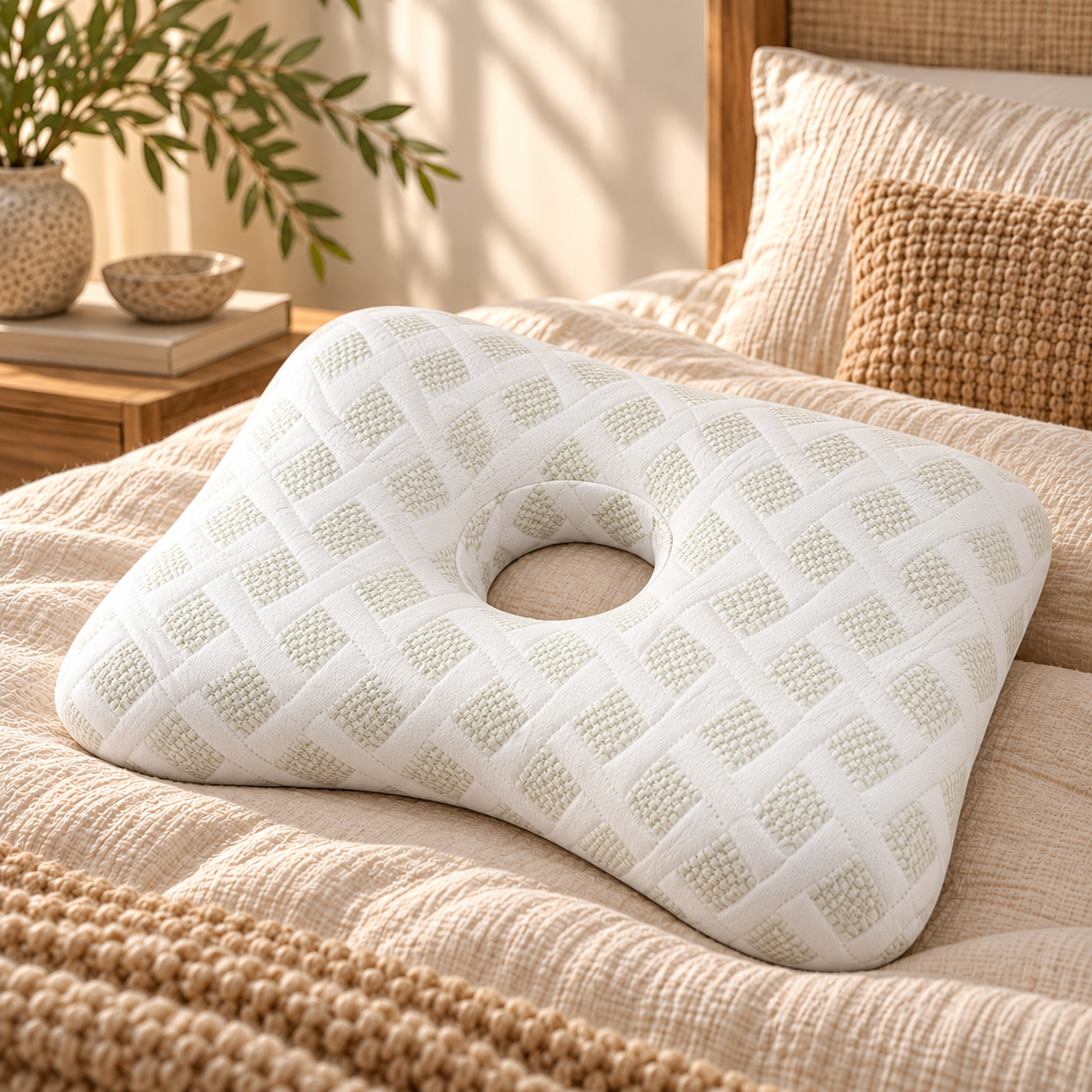Linfoyer Ear Piercing Donut Pillow – Pain Relief for Side Sleepers