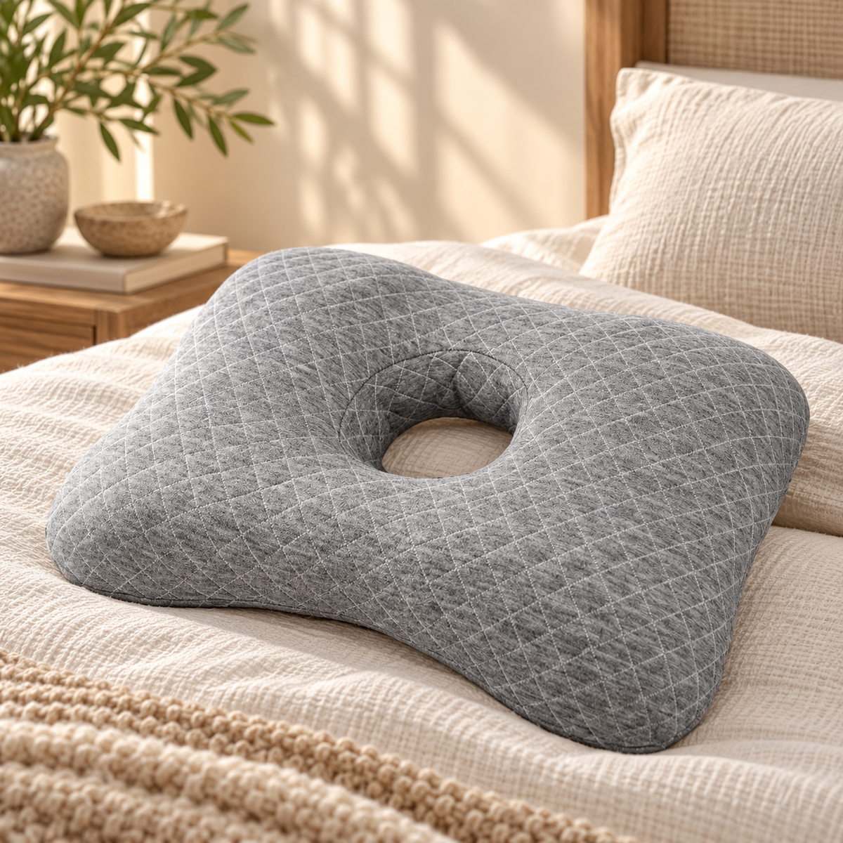 Linfoyer Ear Piercing Donut Pillow – Pain Relief for Side Sleepers