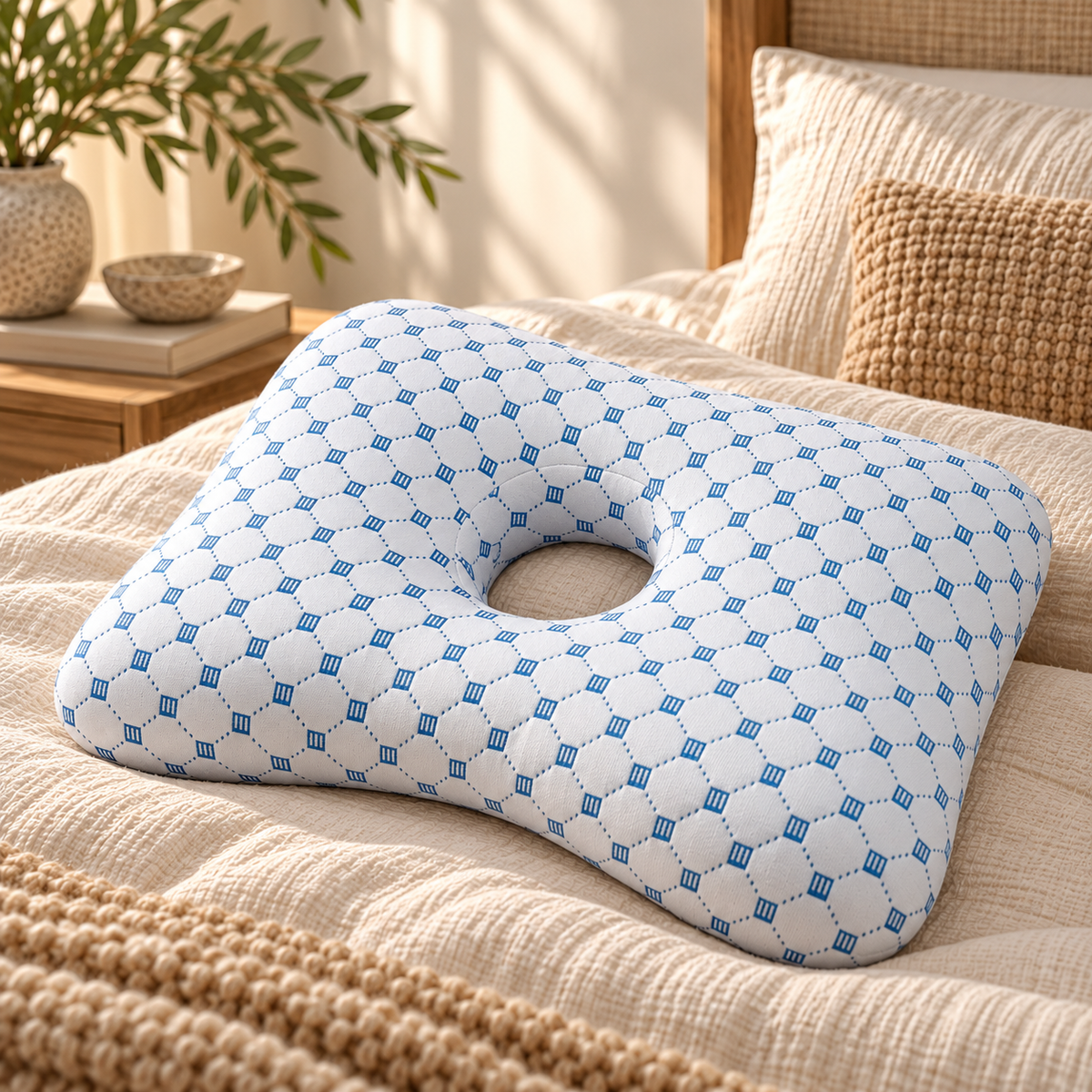 Linfoyer Ear Piercing Donut Pillow – Pain Relief for Side Sleepers