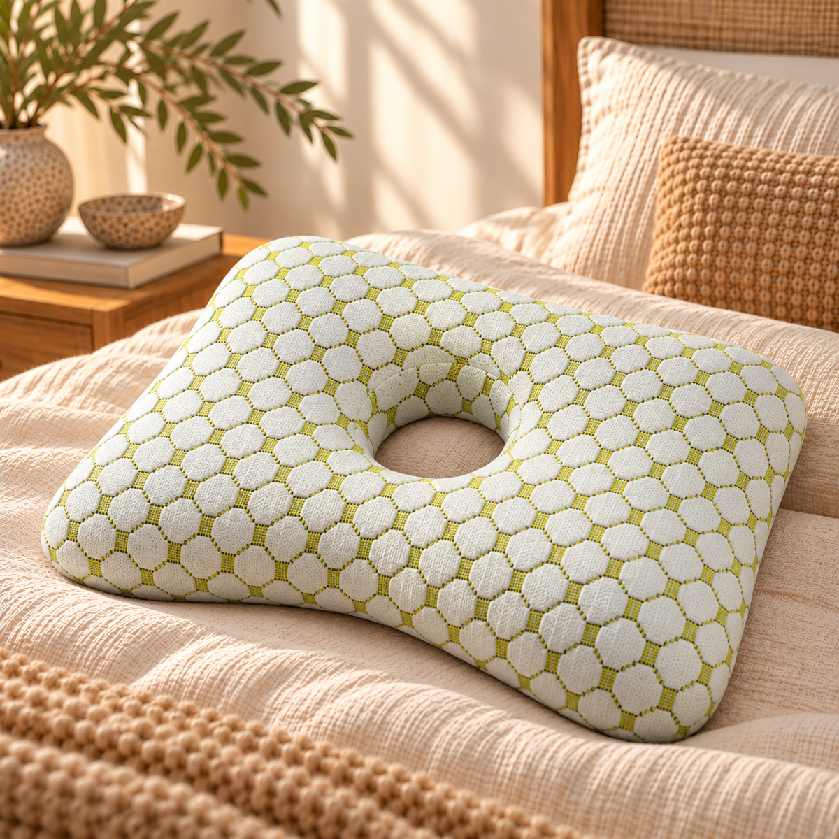Linfoyer Ear Piercing Donut Pillow – Pain Relief for Side Sleepers