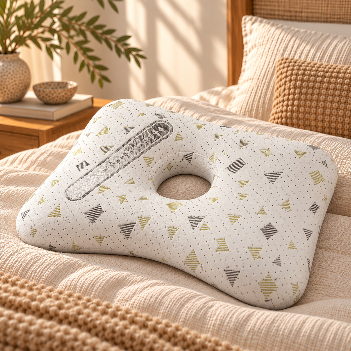 Linfoyer Ear Piercing Donut Pillow – Pain Relief for Side Sleepers