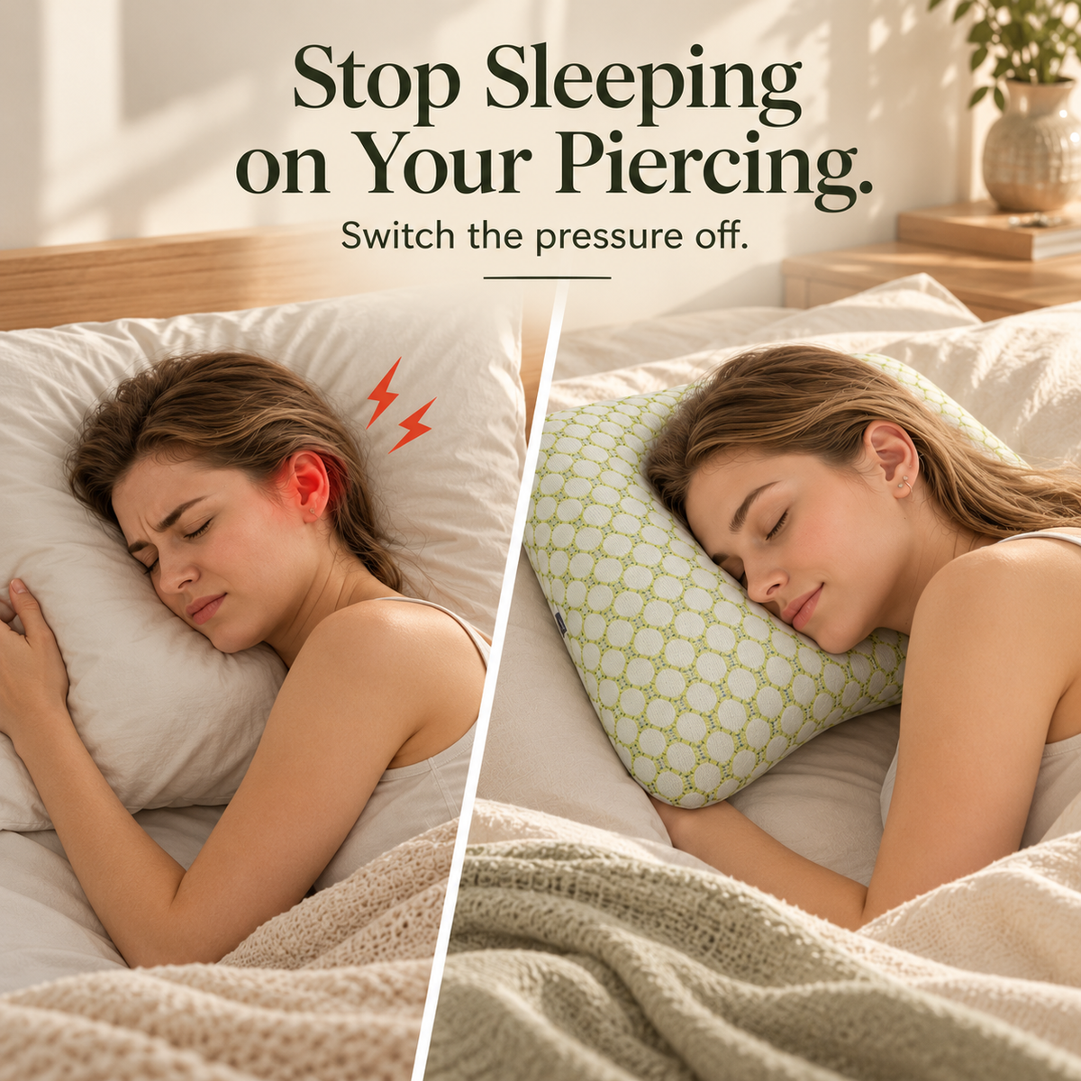 Linfoyer Ear Piercing Donut Pillow – Pain Relief for Side Sleepers