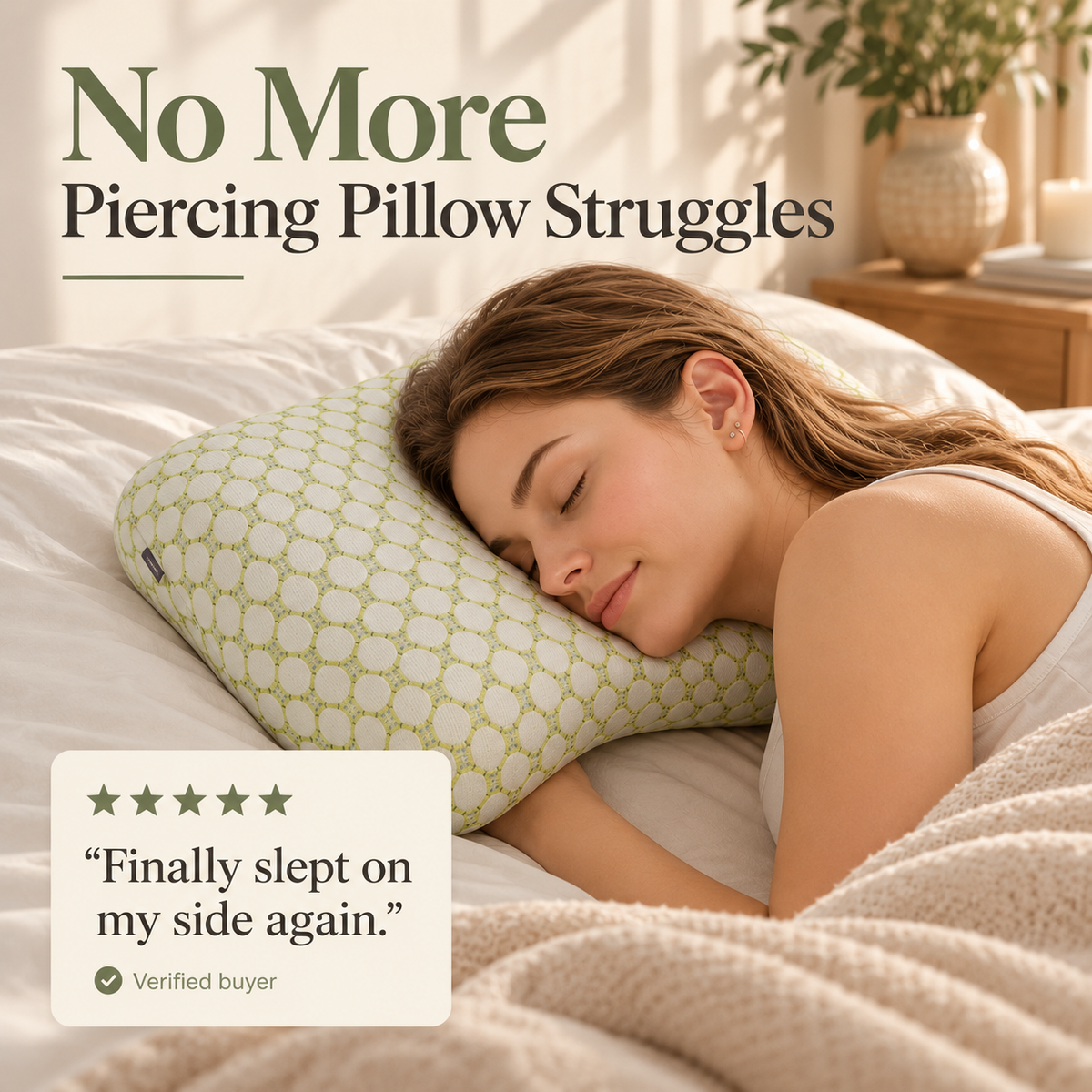 Linfoyer Ear Piercing Donut Pillow – Pain Relief for Side Sleepers