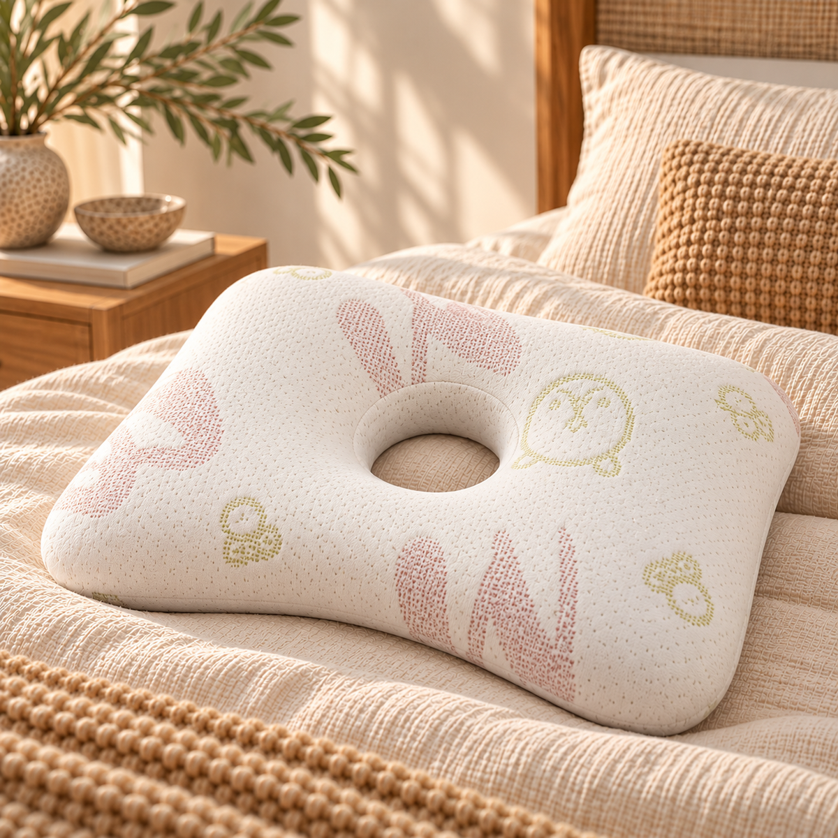 Linfoyer Ear Piercing Donut Pillow – Pain Relief for Side Sleepers