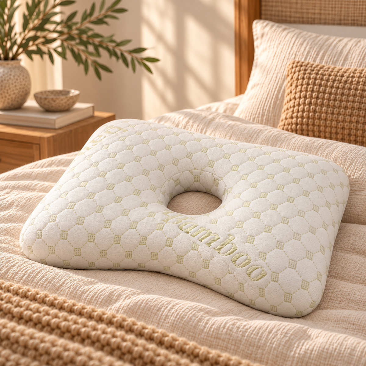 Linfoyer Ear Piercing Donut Pillow – Pain Relief for Side Sleepers