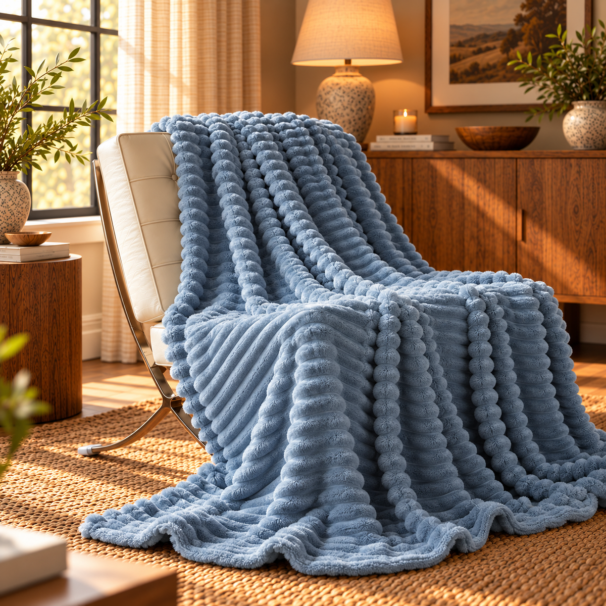 Linfoyer Faux Rabbit Fur Throw Blanket