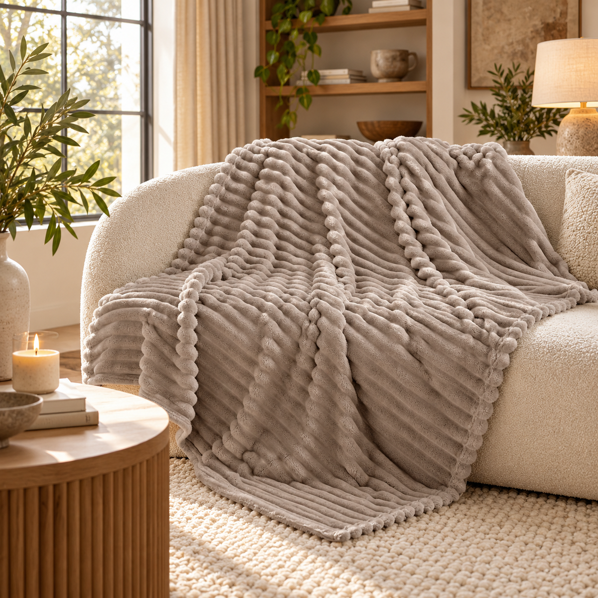 Linfoyer Faux Rabbit Fur Throw Blanket