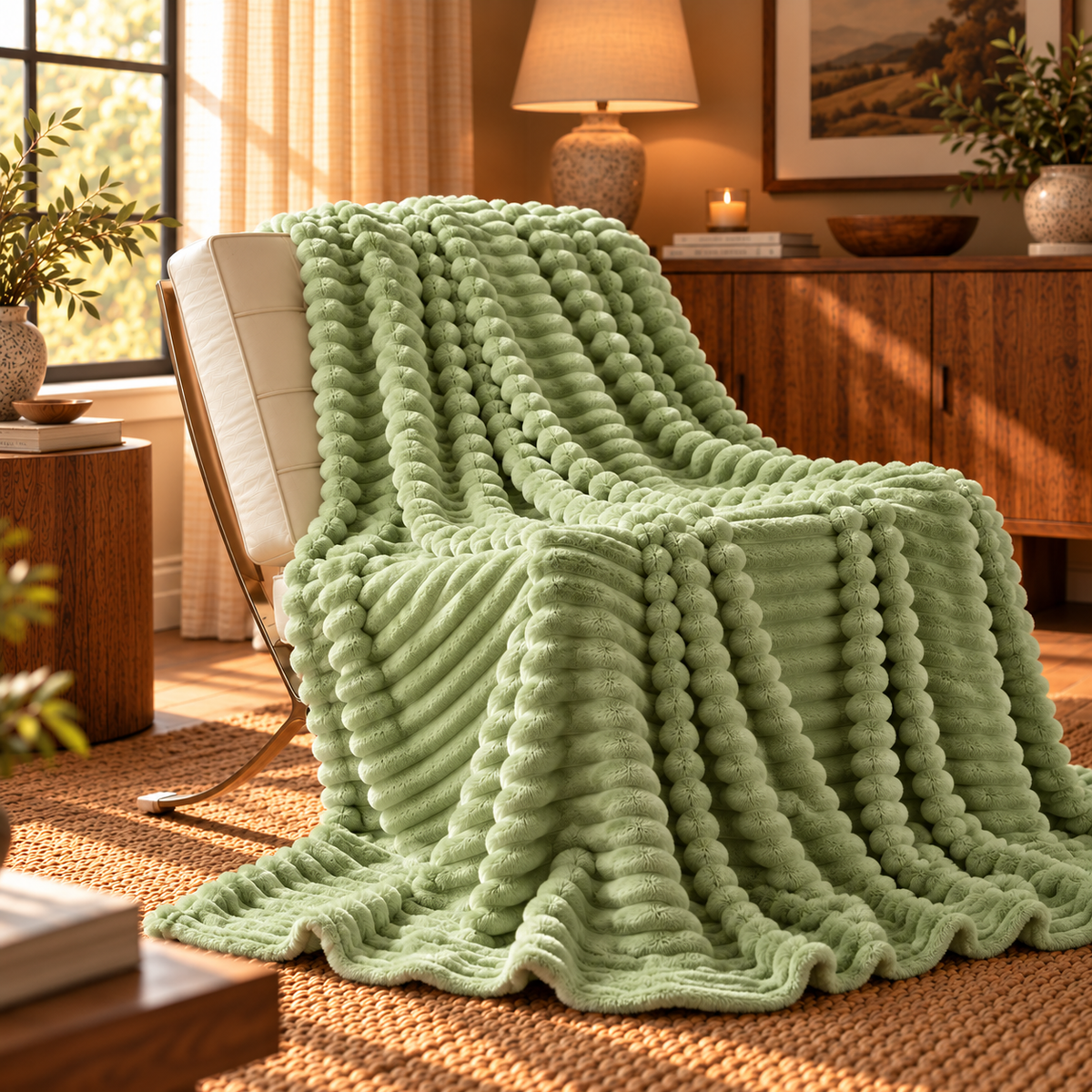 Linfoyer Faux Rabbit Fur Throw Blanket