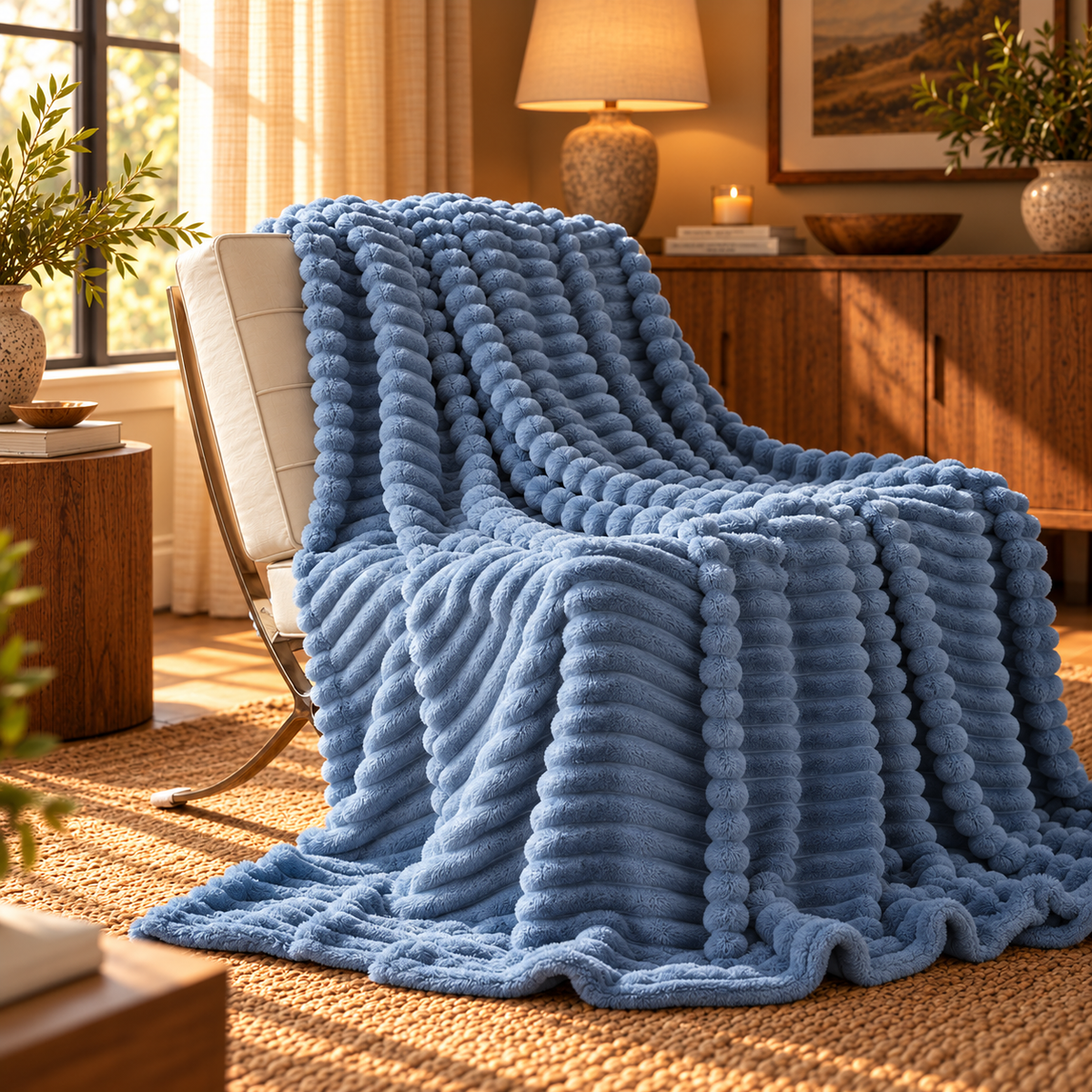Linfoyer Faux Rabbit Fur Throw Blanket