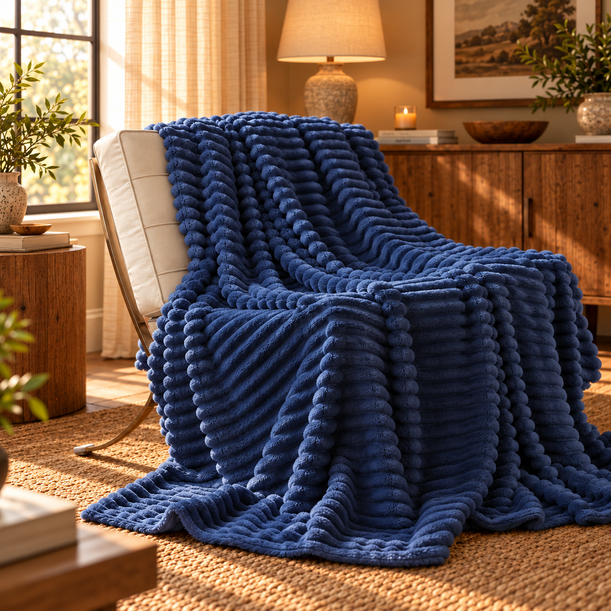 Linfoyer Faux Rabbit Fur Throw Blanket