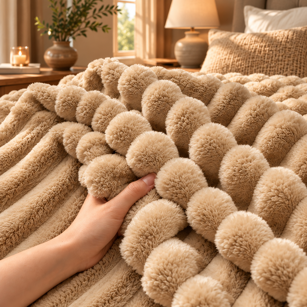 Linfoyer Faux Rabbit Fur Throw Blanket