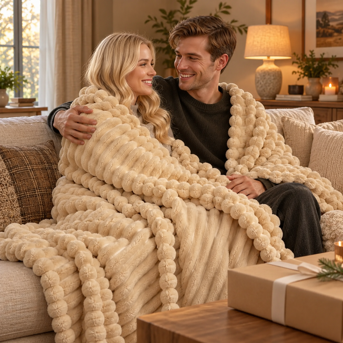 Linfoyer Faux Rabbit Fur Throw Blanket