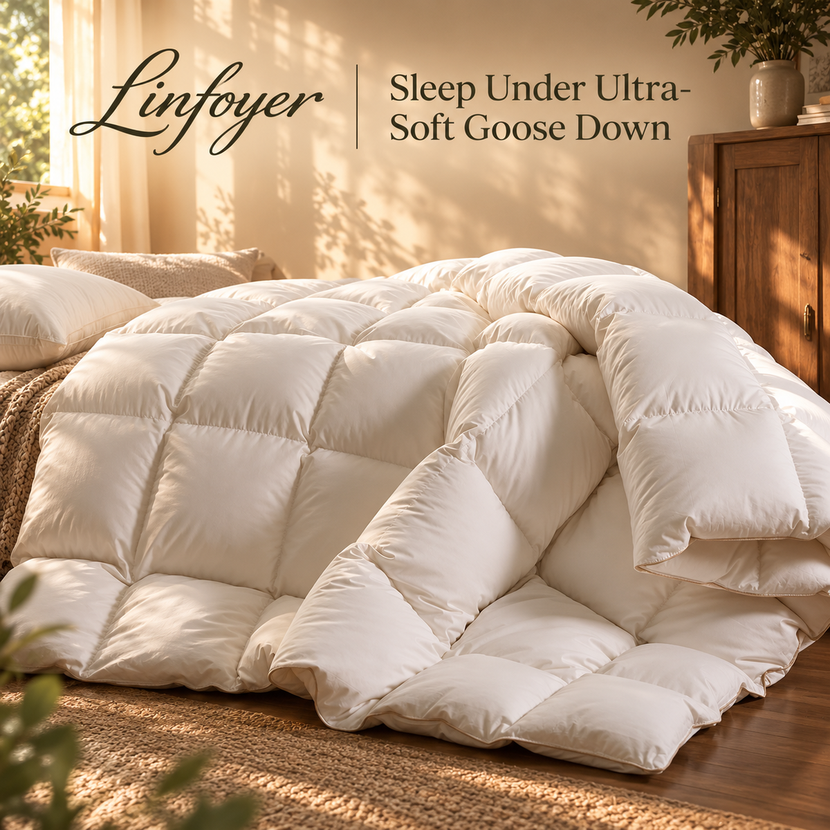 Linfoyer Goose Down All-Season Warmth Ultra-Soft Comforter