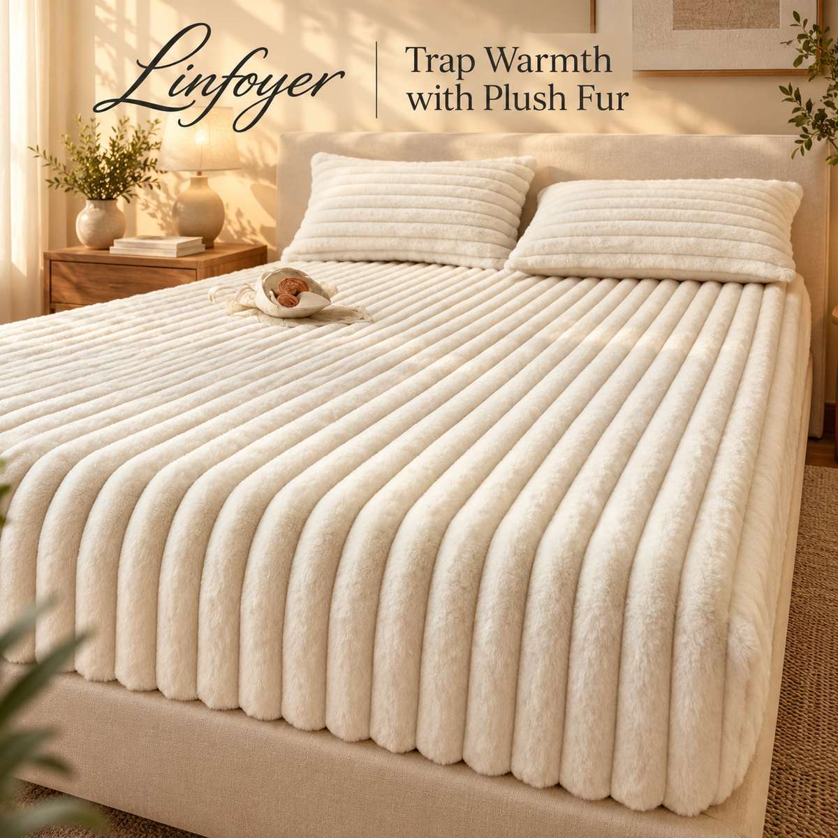Linfoyer Luxury Faux Fur Bed Sheet