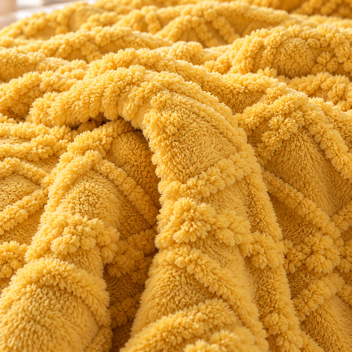 Linfoyer Ruched Faux Fur Cozy Throw Blanket