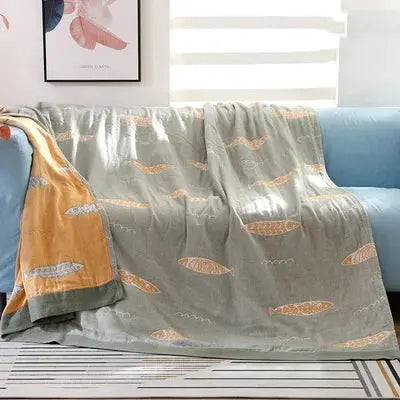 Linfoyer Fish Muslin Throw Blanket
