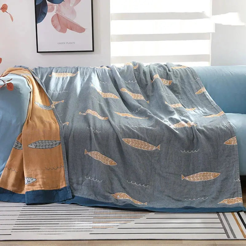 Linfoyer Fish Muslin Throw Blanket