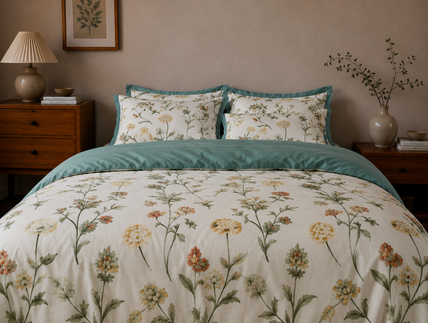 Linfoyer 4-Piece Floral Duvet Cover Set