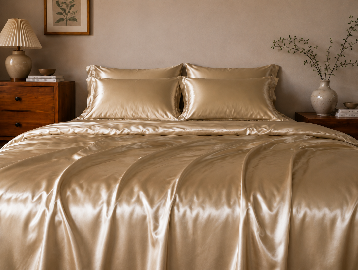 Linfoyer Luxury Mulberry Silk 4 Piece Bedding Set