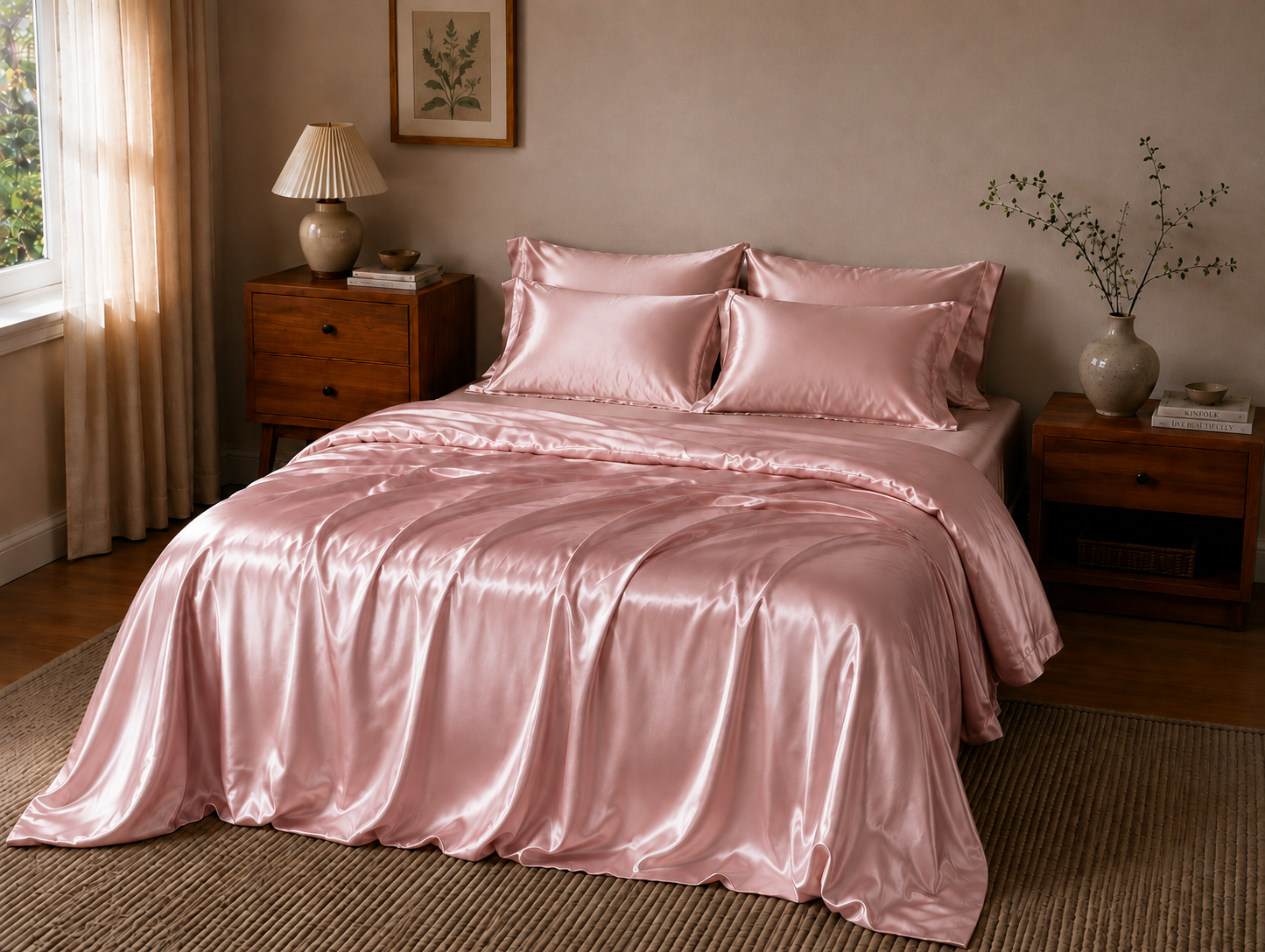 Linfoyer Luxury Mulberry Silk 4 Piece Bedding Set