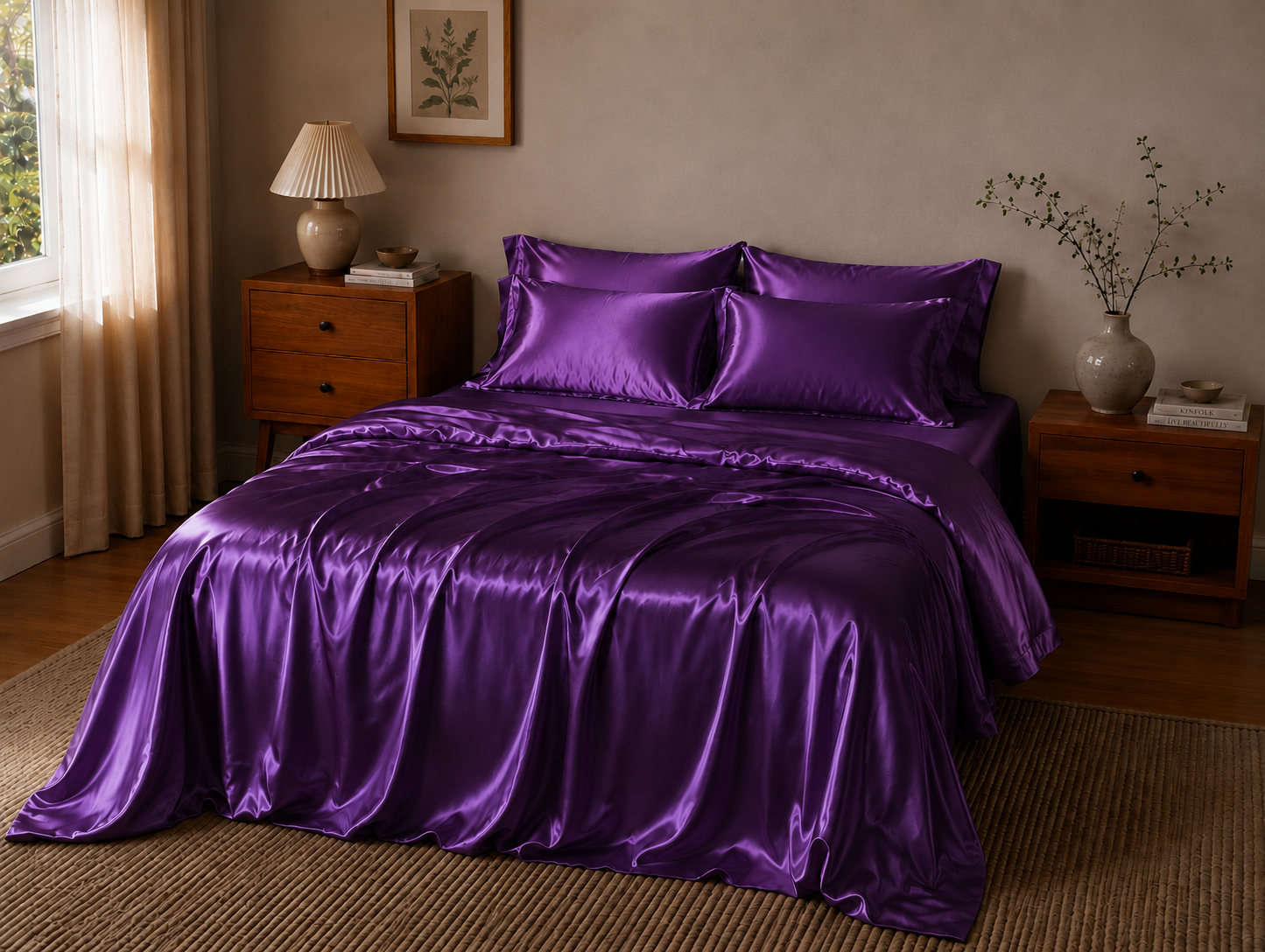 Linfoyer Luxury Mulberry Silk 4 Piece Bedding Set