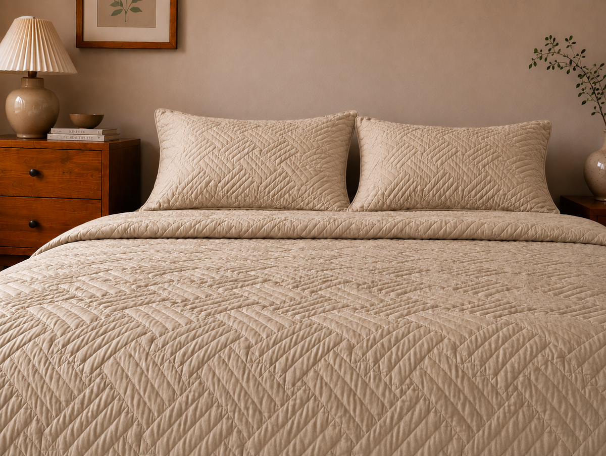 Linfoyer Lightweight Quilted 3 Piece Bedspread Set