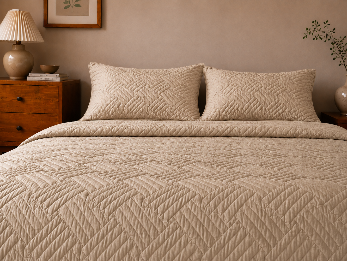 Linfoyer Lightweight Quilted 3 Piece Bedspread Set