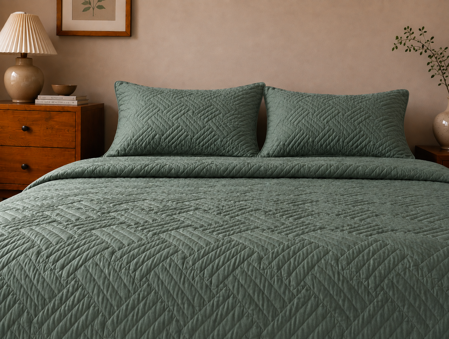 Linfoyer Lightweight Quilted 3 Piece Bedspread Set
