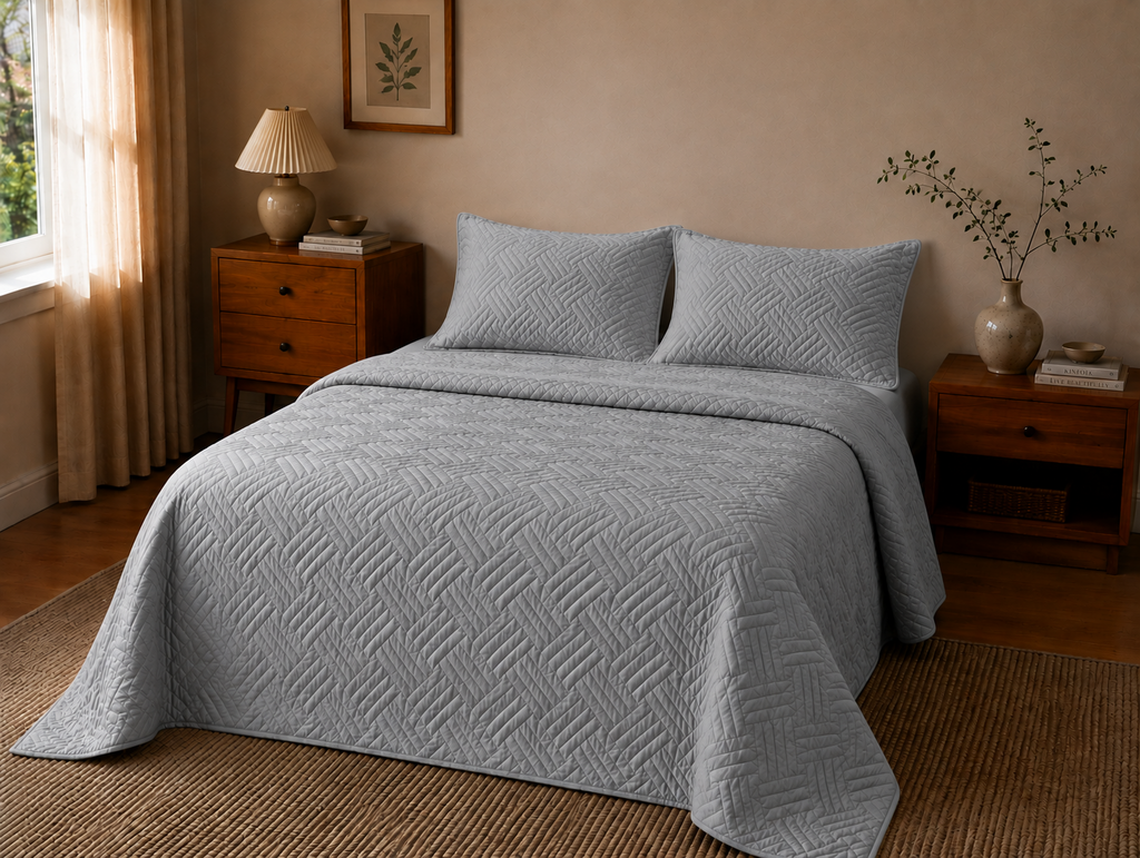 Linfoyer Lightweight Quilted 3 Piece Bedspread Set