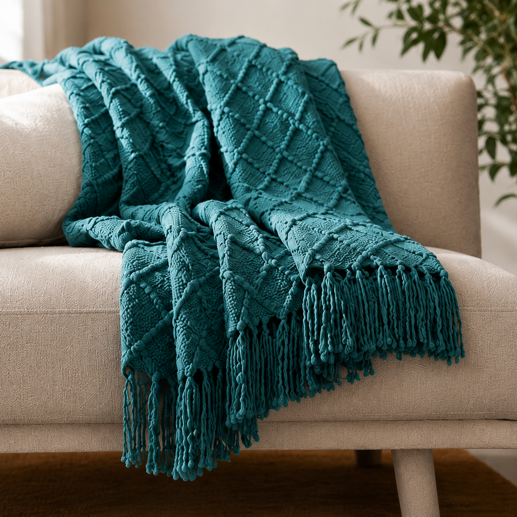 Handcrafted Threaded Throw Blanket