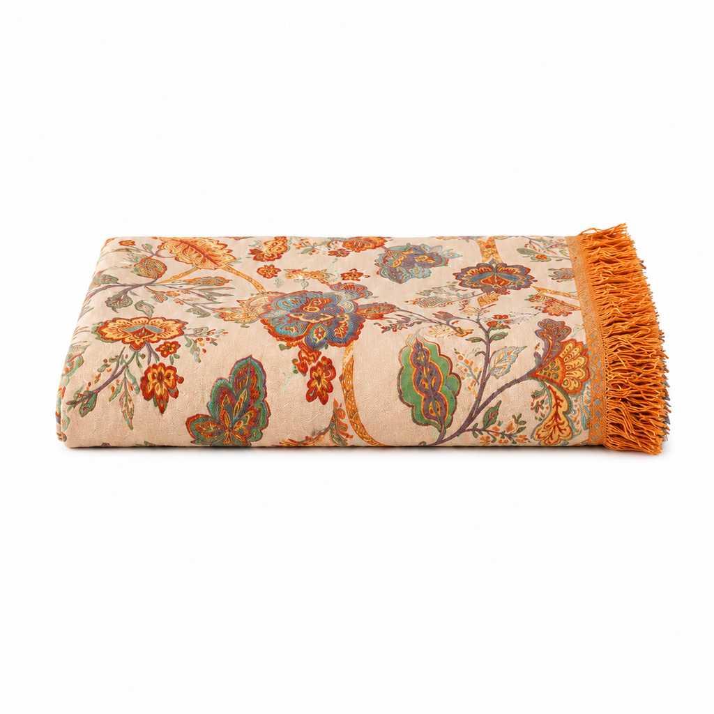 Floral Bohemian Style Blanket | 100% Cotton Rustic Floral Blanket