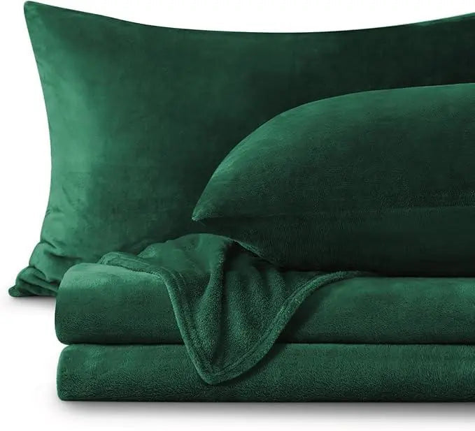 Linfoyer Flannel Fleece Bedding Set (Sheet & 2 Pillowcases)
