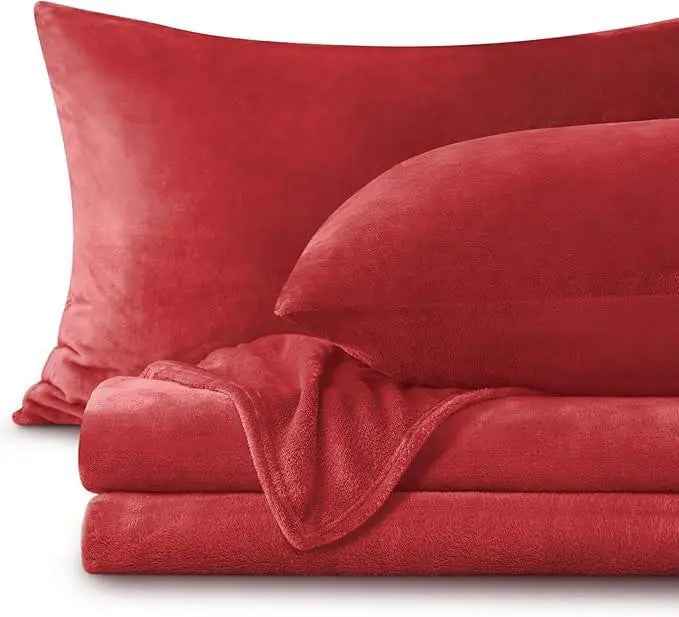 Linfoyer Flannel Fleece Bedding Set (Sheet & 2 Pillowcases)