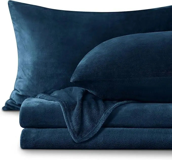 Linfoyer Flannel Fleece Bedding Set (Sheet & 2 Pillowcases)