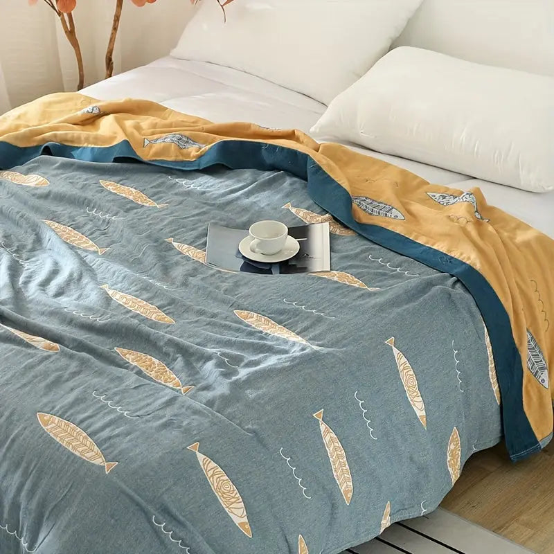 Linfoyer Fish Muslin Throw Blanket