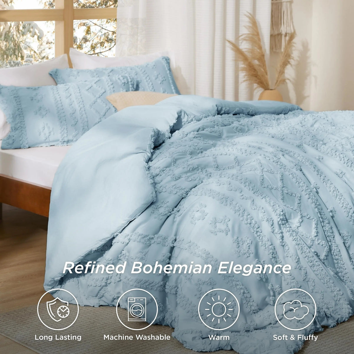 Linfoyer Tufted Boho Comforter Set (3 Pcs)