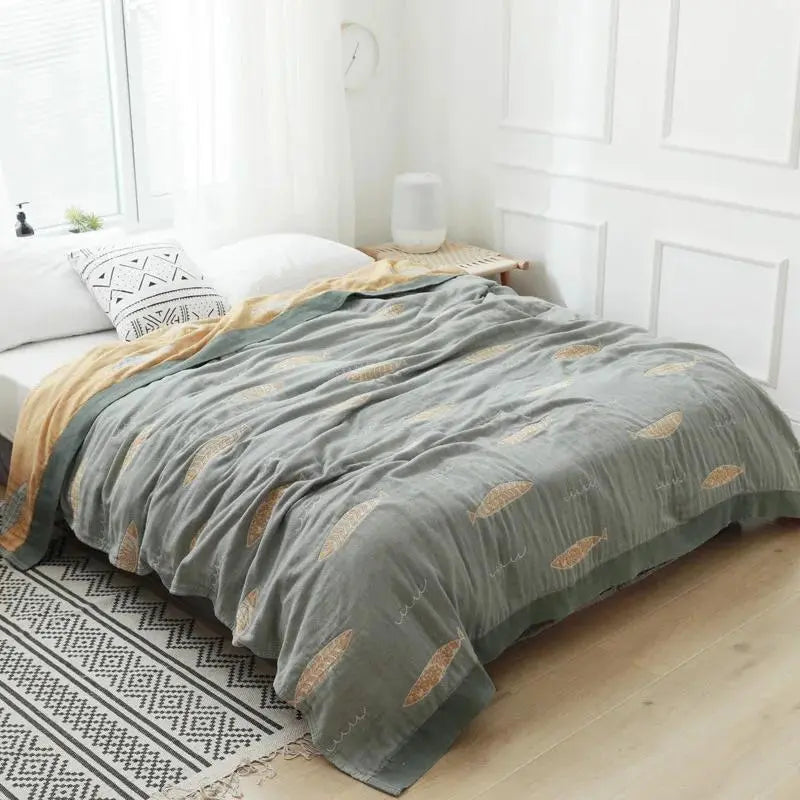 Linfoyer Fish Muslin Throw Blanket