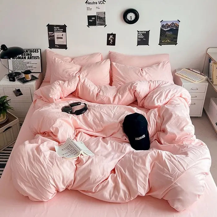 Linfoyer Pink Cotton Bedding Set