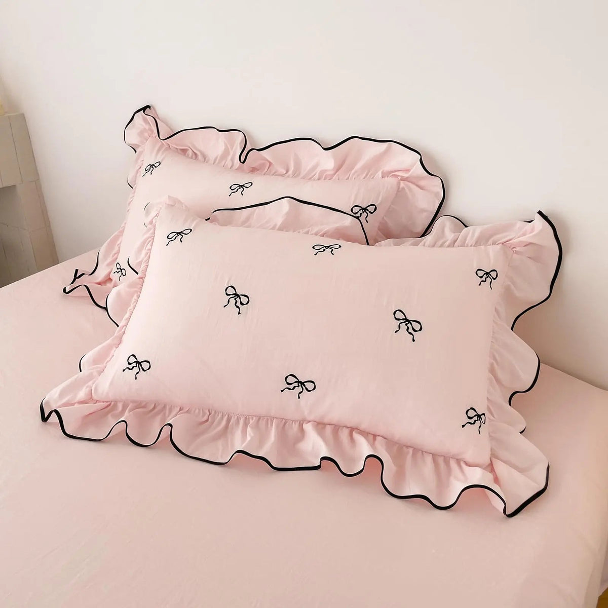 Linfoyer Ruffle Bow Duvet Cover Set (4 Pcs)