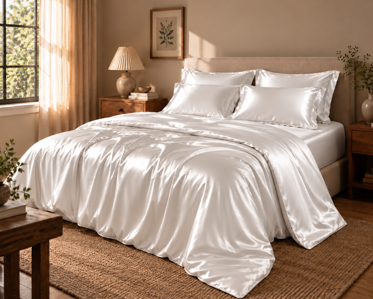 Linfoyer Luxury Mulberry Silk 4 Piece Bedding Set