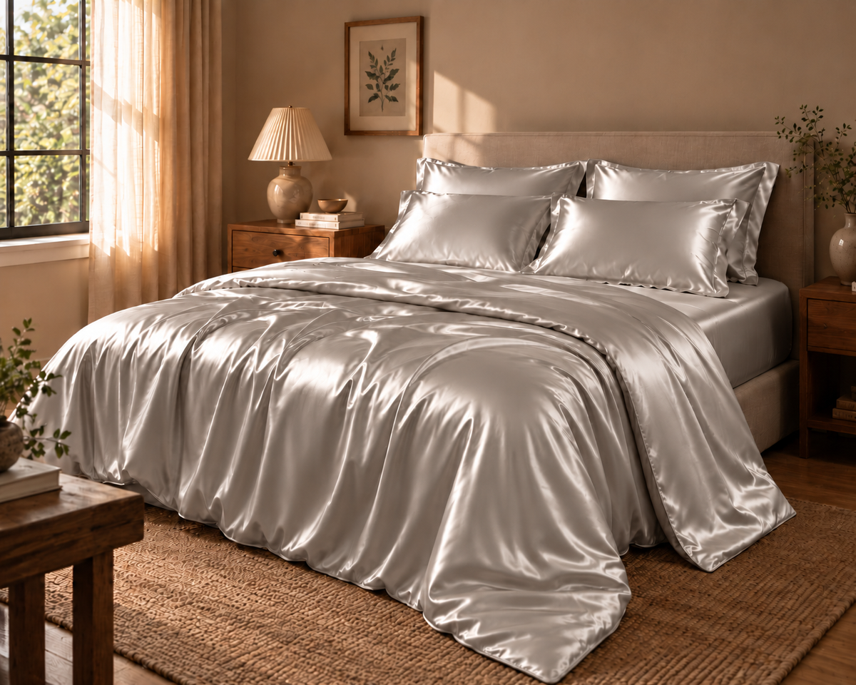 Linfoyer Luxury Mulberry Silk 4 Piece Bedding Set